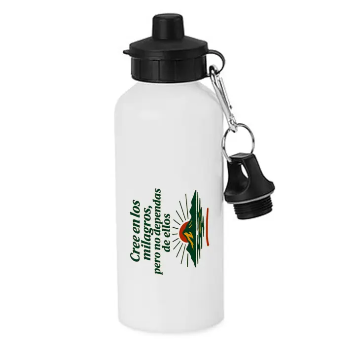 MERCHANDMANIA Bidón deportivo 600 ml acero inoxidable con chupón frase motivadora ejercicio gimnasio milagro deporte botella escolar deporte bicicleta - 1