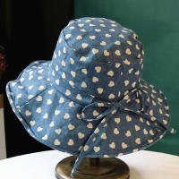 Sombrero Para Mujer Verano Impresión De Amor Gran Alas Protección Solar Algodón Y Lino Plegable Sombrero De Pescador - details 1