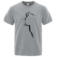 Camiseta De Algodón Unisex Con Estampado De Gato Divertido Y Cool Camiseta De Manga Corta Oversized Y Suelta Para Hombre Y Mujer Estilo Y2K Streetwear - details 3