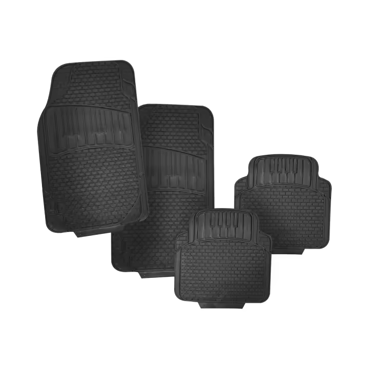 Juego de 4 Alfombras Para Coche, Alfombrillas Universales para Coche,Antideslizantes,Recortables De Caucho,Alfombras Delanteras y Traseras,Color Negro - 1