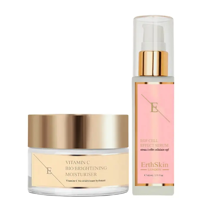 ErthSkin London Hidratante iluminador biológico con vitamina C 50 ml + Suero con efecto celular EGF 60 ml - 1