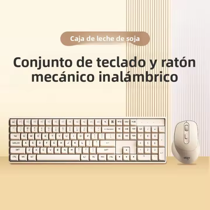 Teclado Mecánico Aigo CK104 Con Ratón Inalámbrico 2.4G Juego Rojo Switch 106 Teclas Ergonómicas 4 Botones Ratón Para Gamer - 1