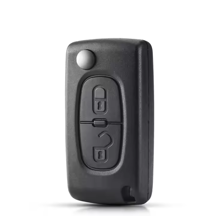 AUTOZOCO Carcasa Mando Llave De Coche 2 Botones Compatible con Citroen Y Peugeot Negro, Modelos 206, 107, 207, 307, 407 y C2, C3, C4, C5, C6 - Sin zocalo de Pila - 1