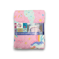 Unicornio - Colcha Bouti Unicornio Verano Fantasía 170 x 250 Cm (Cama 90 - 105 Cm) Unicornio, Rosa, amarillo, nubes, estrellas - details 1