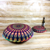 Funda De Cojín Redonda De 43CM Estilo Bohemio Mandala Impreso Algodón 100% Material Para Casa Y Hotel - details 1