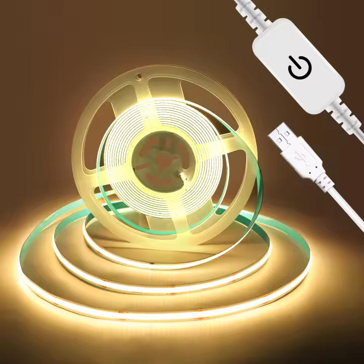 Tira De LED COB USB Con Sensor De Toque Y Regulación De Luminosidad 5V 320LEDs/M Lámpara De Noche Para Armario TV Espejo Decoración - 1