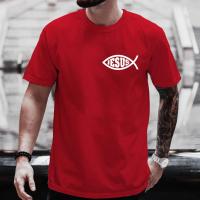 Camiseta De Hombre Con Diseño Del Pez De Jesús Camiseta Cristiana Casual Manga Corta Transpirable Ligera Secado Rápido Protección Solar Tallas Grandes Moda Y2k - details 1