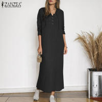 ZANZEA Vestido De Capucha Con Cuello V Y Manga Larga Estilo Casual Para Mujer Dress Maxi Otoño Invierno Cuello Redondo Suéter Drop-shoulder - details 3