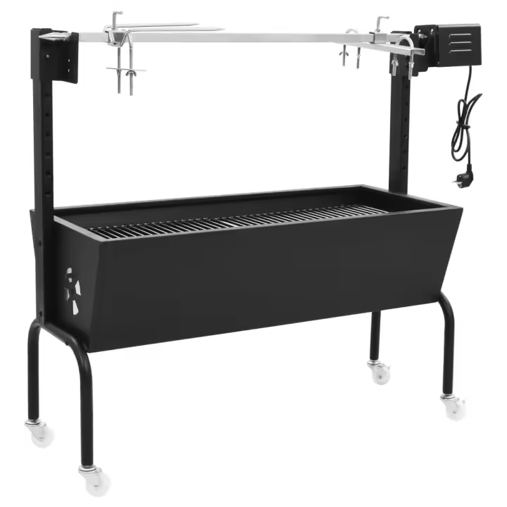 vidaXL Espetón de asado/barbacoa eléctrica de acero inoxidable - 1