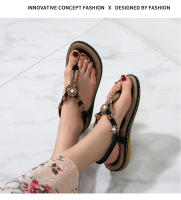 Zapatos de playa europeos y americanos para mujer, verano 2025. Zapatos casuales planos anchos con cuentas de madera tejidas. - details 13
