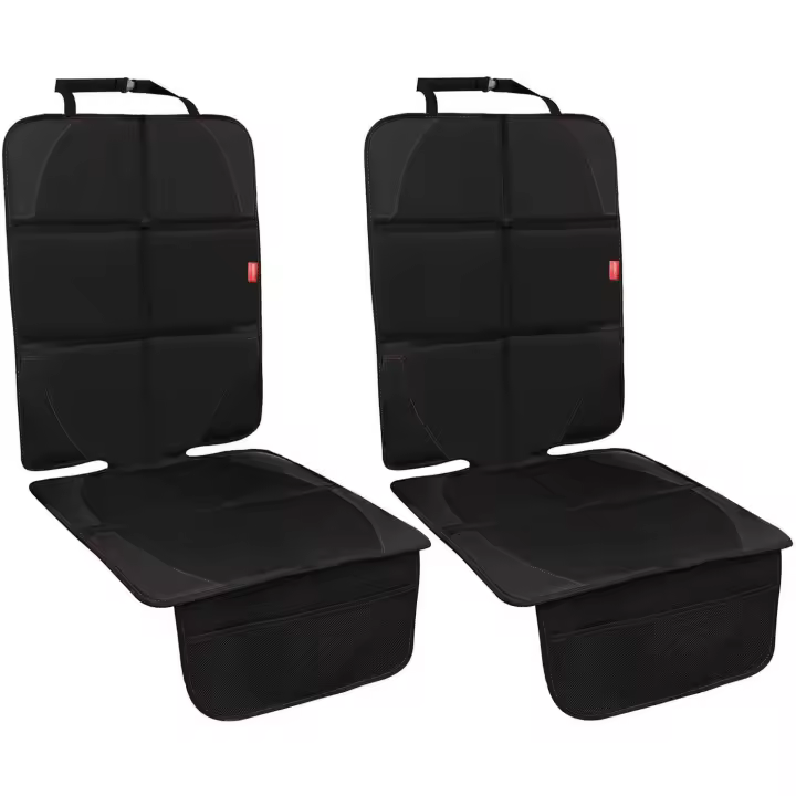 Protector de asiento de coche, fundas protectoras de asiento de coche para niños/perros con organizador, fundas antideslizantes para asiento de coche (negro, paquete de 2) - 1