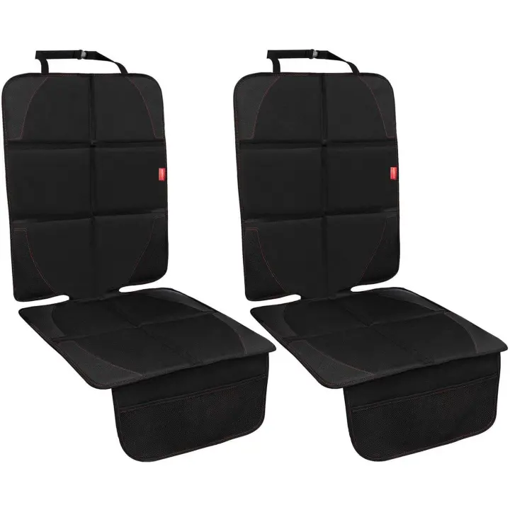 Protector de asiento de coche, fundas protectoras de asiento de coche para niños/perros con organizador, fundas antideslizantes para asiento de coche (negro, paquete de 2) - 1