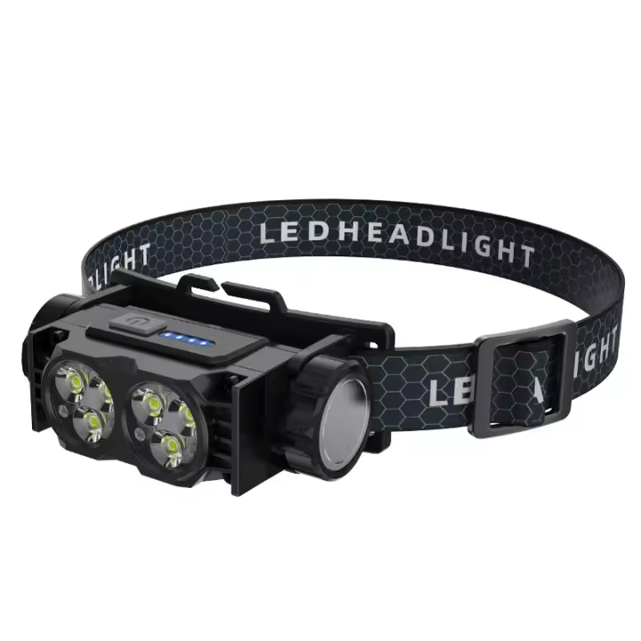 Linterna frontal LED ultrapotente de 2000 lúmenes, ideal para pesca, camping, ciclismo y running (negra) - 1