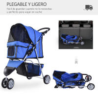 PawHut Cochecito Plegable para Mascotas Carrito para Perros y Gatos con Ruedas Giratorias Cesta y Posavasos 75x45x97cm - details 3