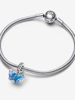 Pandora - Charm Colgante de Mariposa de cristal de Murano Azul-Plata de Lei - details 1