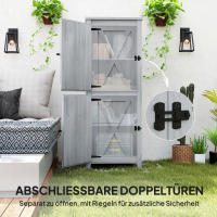 Armaria de Jardín de Madera, resistente a la intemperie Caseta de Jardín, 60x60x160cm, Caseta de Jardín de Doble Puerta, estante, Armario de herraduras con cerradura Caseta de Jardín, patio, claro gris - details 3