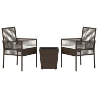 Conjunto de Bistro de Jardín de 3 Piezas vidaXL con Cojines Marrón de Poliratán - details 4