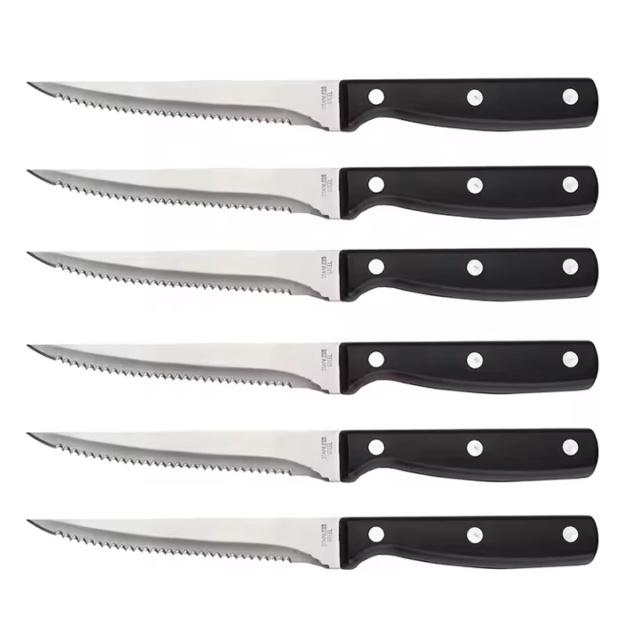 CUCHILLOS CHULETEROS - SET DE 6 - MARCA MASTERPRO DE ACERO INOXIDABLE CON CUCHILLA DE 11,25CM. - 1