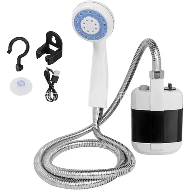 Ducha portatil Ducha de camping, ducha portátil para exteriores, ducha con batería de 2000 mAh, bombea agua del cubo al chorro de la ducha - 1