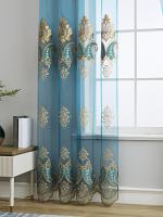 Cortina De Tela Elegante Y Moderna Para Dormitorio Y Sala De Estar Con Bordado Lujo Europeo 1PC Instalación En Techo Translúcida Con Diseño De Pantalla - details 2