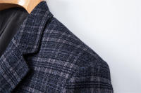 Traje Casual Para Hombre De Textura a Cuadros Azul Oscuro Ligero Para Primavera Y Verano Moda Nueva Y Trendy - details 9