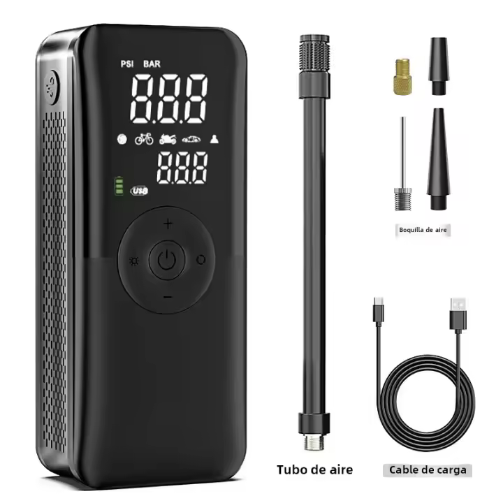 Bomba De Aire Recargable Portátil Para Neumáticos De Coche Motocicleta Bicicleta Y Balones Compresor Digital Sin Cable - 1