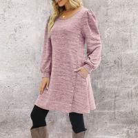 Vestido Casual Para Mujer De Color Sólido Con Botones Manga Larga Cuello Redondo A-Line Largo Hasta La Rodilla Fashion - details 36