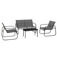 Outsunny Conjunto de Muebles de Jardín Juego de 4 Piezas Muebles de Terraza con 2 Sillones 1 Sofá Exterior de 2 Plazas y Mesa de Centro con Tablero de Vidrio Templado Negro - details 0