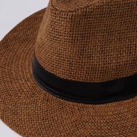 Sombrero De Paja Natural Para Hombre Moda Verano Trendy Sombreros De Playa Protección Solar Color Sólido Fedoras Casual Sombrero De Vaquero Jazz Gangster - details 16