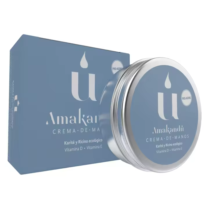 Amakandu-Crema de manos hidratante y reparadora Proaging- Orgánica, Natural y Vegana–Indicada para pieles secas y menopáusicas- ideal para manos agrietadas - Karite + Ricinio + Vitamina D y E _Hecha en España_50 ML - 1