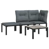 vidaXL Sillones esquina/ mesa/ reposapiés de jardín ratán PE negro y gris sofá de esquina, sofá central, reposapiés Conjunto Terraza Muebles Jardín Exterior Juego de Muebles de jardín Mueble Jardín Exterior Muebles de Salon Exterior - details 7