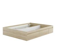 Meimon Cama KENDRA para colchón de 150x190 cm con estructura de melamina en acabado Roble Canadian, 4 cajones inferiores con ruedas ocultas, escuadras metálicas para soporte de somier (no incluido), cantos PVC, interior blanco - details 2