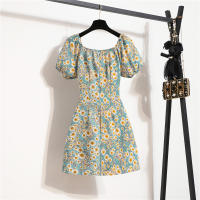Vestido Mini De Verano Para Mujer Estampado Floral Chiffón Casual Cintura Natural Manga Larga Suelta Cierre De Cremallera - details 19
