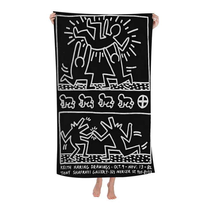 Toalla De Playa Microfibra Colorida De Keith Haring Toalla Rápida Para Piscina Viajes Y Gimnasio Absorbente Y Suave Tamaño 76x182 Cm - 1
