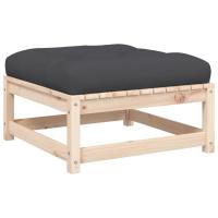 vidaXL Taburete de jardín con cojín madera maciza de abeto de Douglas Natural y negro, Natural y girs, Marrón pino Conjunto Terraza Muebles Jardín Exterior Juego de Muebles de jardín Mueble Jardín Exterior Muebles de Salon Exterior - details 1