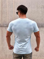 Camiseta Hombre Verano 2023 Cuello V Manga Corta Algodón Fitness Ropa Deportiva Casual Slim Fit Teeshirt Transpirable Secado Rápido - details 6