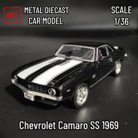 Coche De Acción Chevrolet Camaro De Aleación 1/36 Para Niños Con Cuerpo De Metal Y Neumáticos De Goma Vehículo Estático Con Función De Retroceso Para Colección - details 0