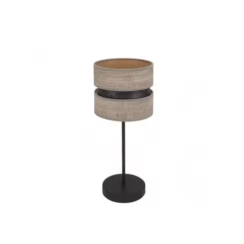 FABRILAMP Lámpara de Mesa Sobremesa Colet 1xe14 Negro/Madera Gris 43x18x18 Cm - Diseño Elegante - 1