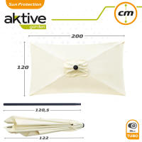 Aktive 53879 - Sombrilla rectangular para balcón, Parasol terraza, Sombrilla rectangular, Sombrilla terraza jardín, 200x120 cm, color crema, mástil aluminio CALIDAD DE CONFIANZA OFICIAL GARANTIZADO - details 6