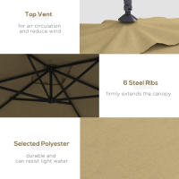 Outsunny Parasol Excéntrico 294x193 cm Sombrilla de Jardín con Base Cruzada y Manivela Impermeable Protección UV Sombrilla para Terraza Patio - details 4