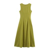 Vestido Largo A-line Para Mujer TFMLN Elegante Con Cuello En Cuadrado Y Sin Mangas Traje De Verano Con Botones Y Cintura Ancha Para Damas - details 2
