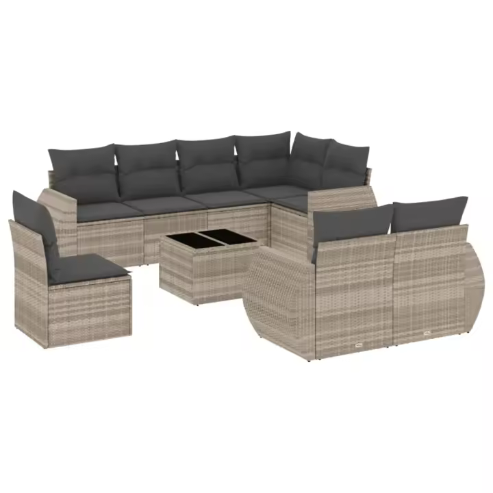 Set muebles Jardín 9 pzas y zapatos sintético gris Claro - 1