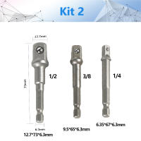 Juego De 8 Piezas De Adaptadores De Cabeza De Rodillo Y Enchufe Hexagonal Para Brocas De Impacto 1/4" 3/8" 1/2" Para Trabajos De Carpintería Y Herramientas Eléctricas - details 1