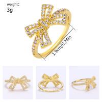 Encanto Anillo de lazo para mujer, estilo elegante, chapado en cobre de 14 quilates, con flor. - details 9