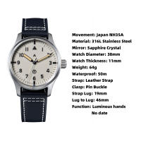 Reloj Automático SEESTERN De Mecanismo NH35 Luminoso Y Cristal De Zafiro Resistente Al Agua Para Ejército Y Fuerza Aérea Estilo Casual Y Moda - details 0