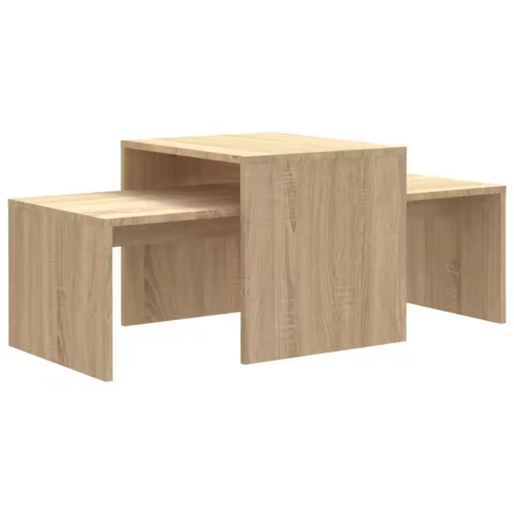 vidaXL Set mesa de centro madera de ingeniería 100x48x40c Blanco, Negro, Roble Sonoma Mesita de Salón o Comedor o Auxiliar Mesa de Café Meuble Salón - 1