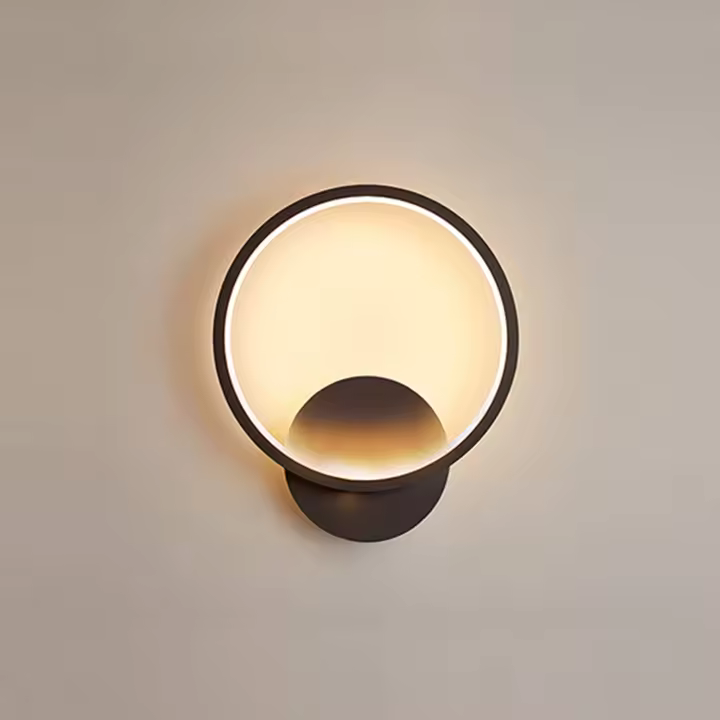 Aplique de pared para interiores LED de 14 W, lámpara de pared Negra, iluminación de pared, Coco de pared Redondo, Luz de pared Blanca Cálida para dormitorio, Sala de estar, pasillo, Escalera, AC 220 V - 1
