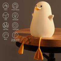 Lámpara Nocturna LED Para Niños Con Sensor De Toque Recargable Por USB Tema De Animales Como Pájaro/Cerdito/Ganso Material De Silicona/Madera Luz De Dormir Para Habitación - details 8