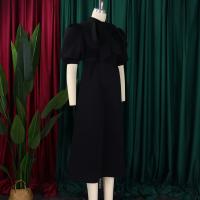Vestido Elegante De Fiesta Para Mujer 2024 Con Cuello Con Lazo Manga Corta Cintura Alta A-Line Plisado Hasta El Tobillo Vestido De Cumpleaños - details 38
