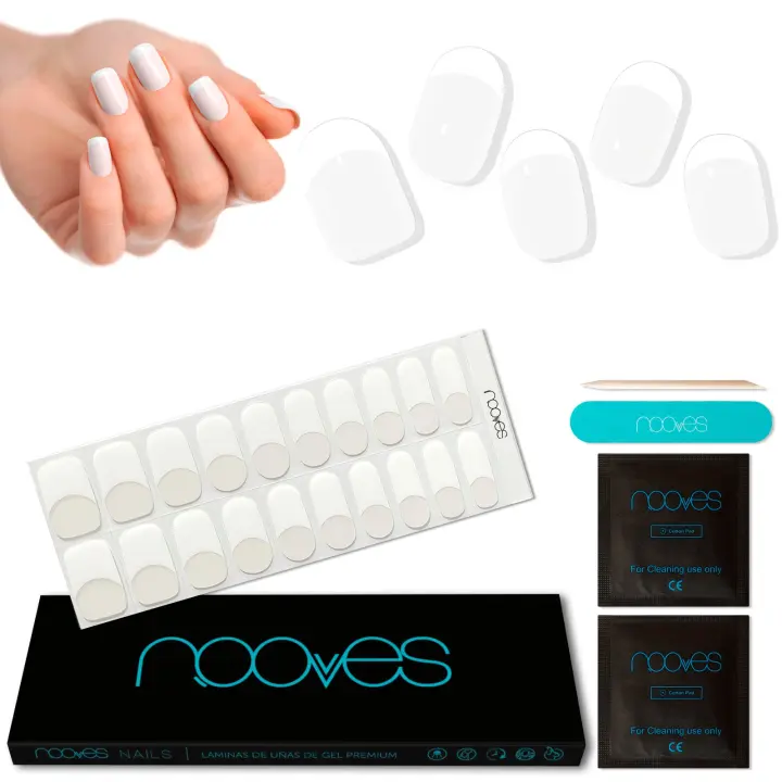 NOOVES NAILS Láminas de Uñas de Gel Precurado Premium - French Grace   Francesa  Tiras De Uñas De Gel semicurado Pegatinas Uñas Semipermanente en Gel Gel Nail stickers Uñas de gel Pegatinas - 1